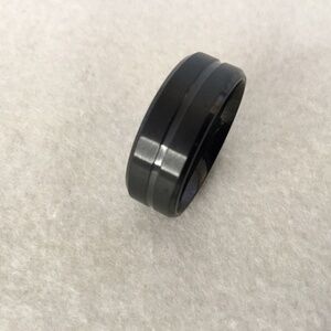 Men’s Matte Stainless Steel Black Grooved Ring Size 10